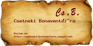 Csetneki Bonaventúra névjegykártya